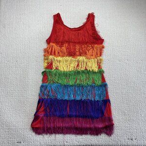 Y2K Rainbow Pride Flapper Fancy Dress Cabaret Festival Party Glam Fringe Read